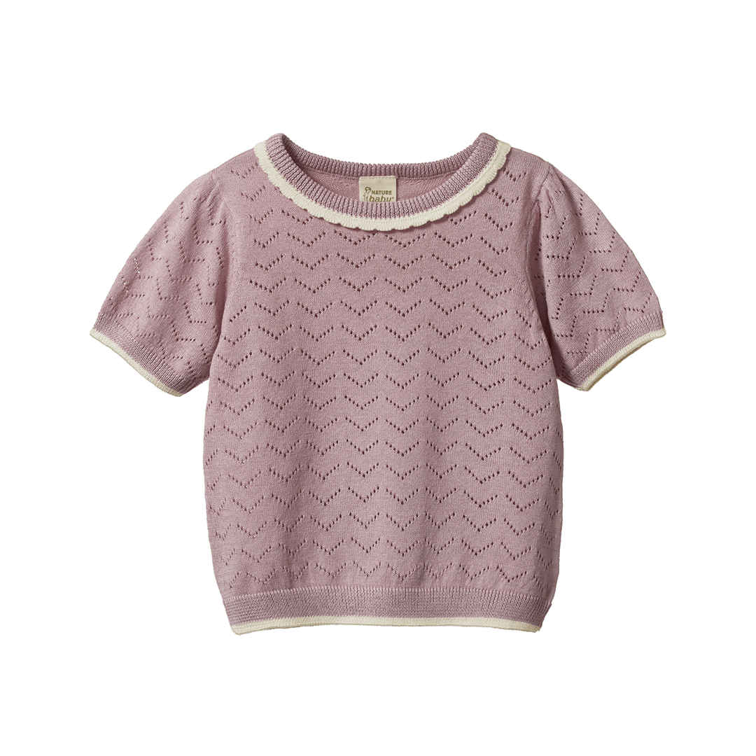 NATURE BABY - MAEVE TEE: LILAC POINTELLE [sz:6-12 MTHS]