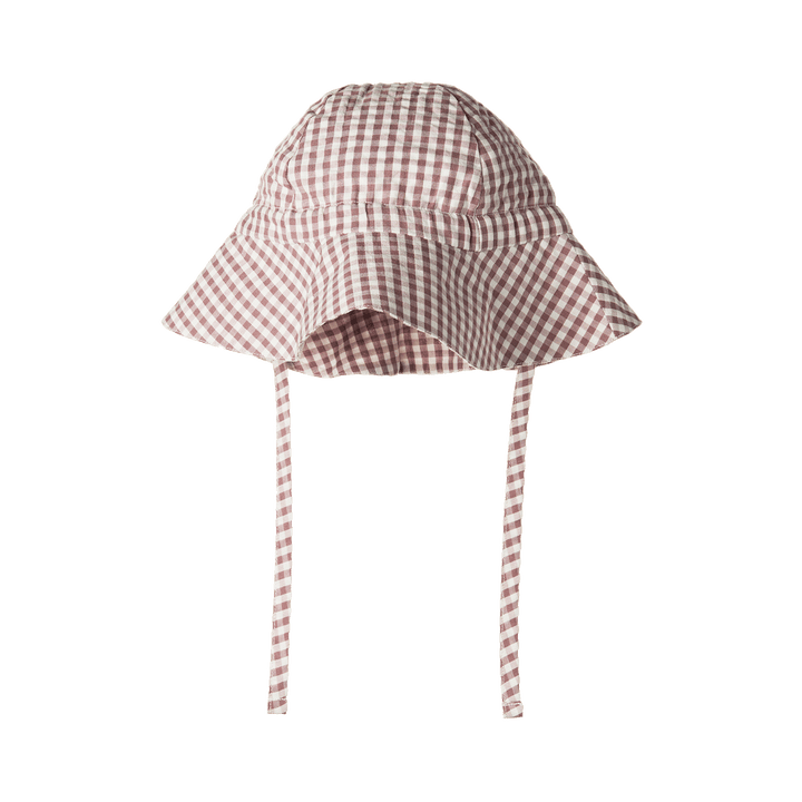 NATURE BABY - GINGHAM SUNHAT: TWILIGHT CHECK [sz:S - 0-6 MTHS]