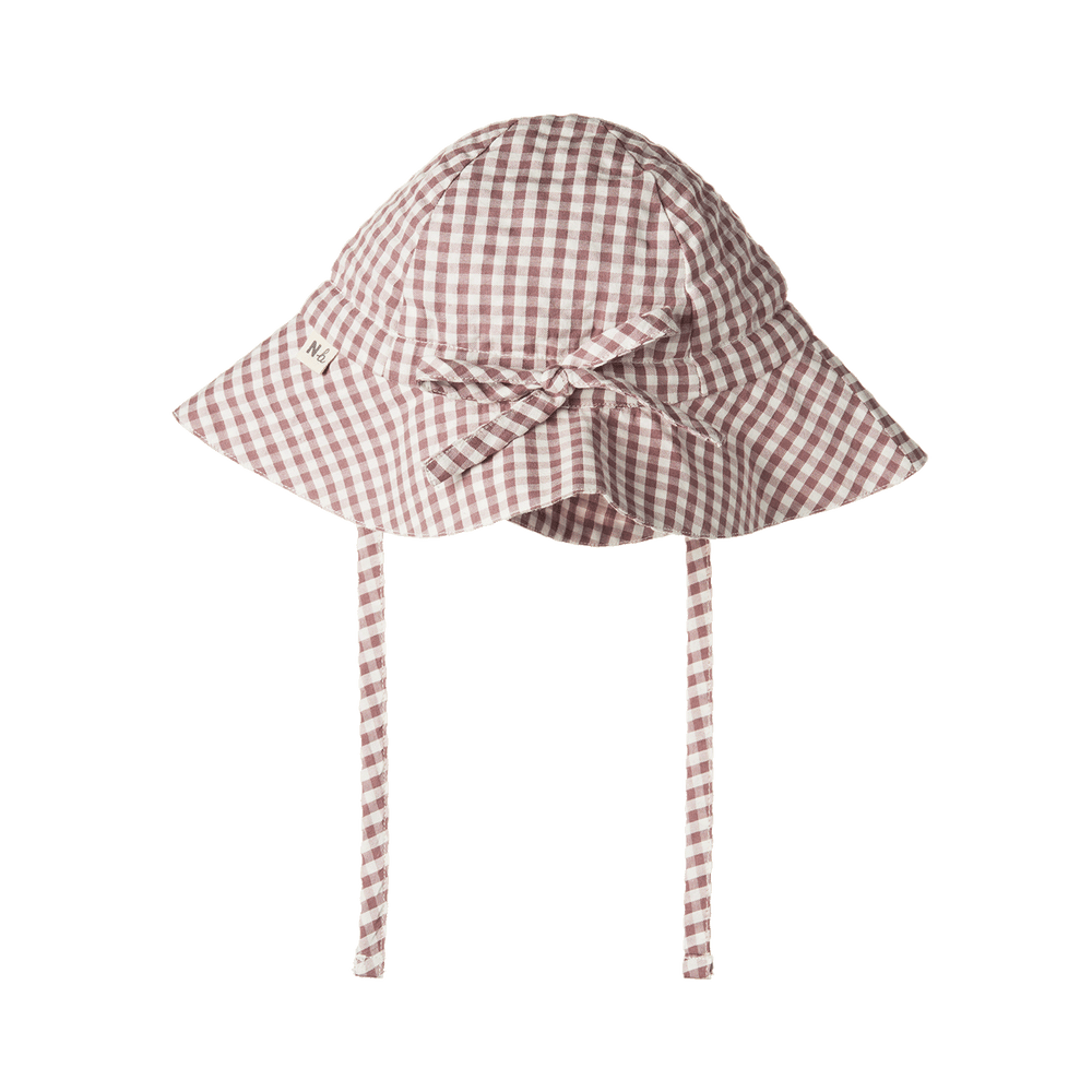 NATURE BABY - GINGHAM SUNHAT: TWILIGHT CHECK [sz:S - 0-6 MTHS]