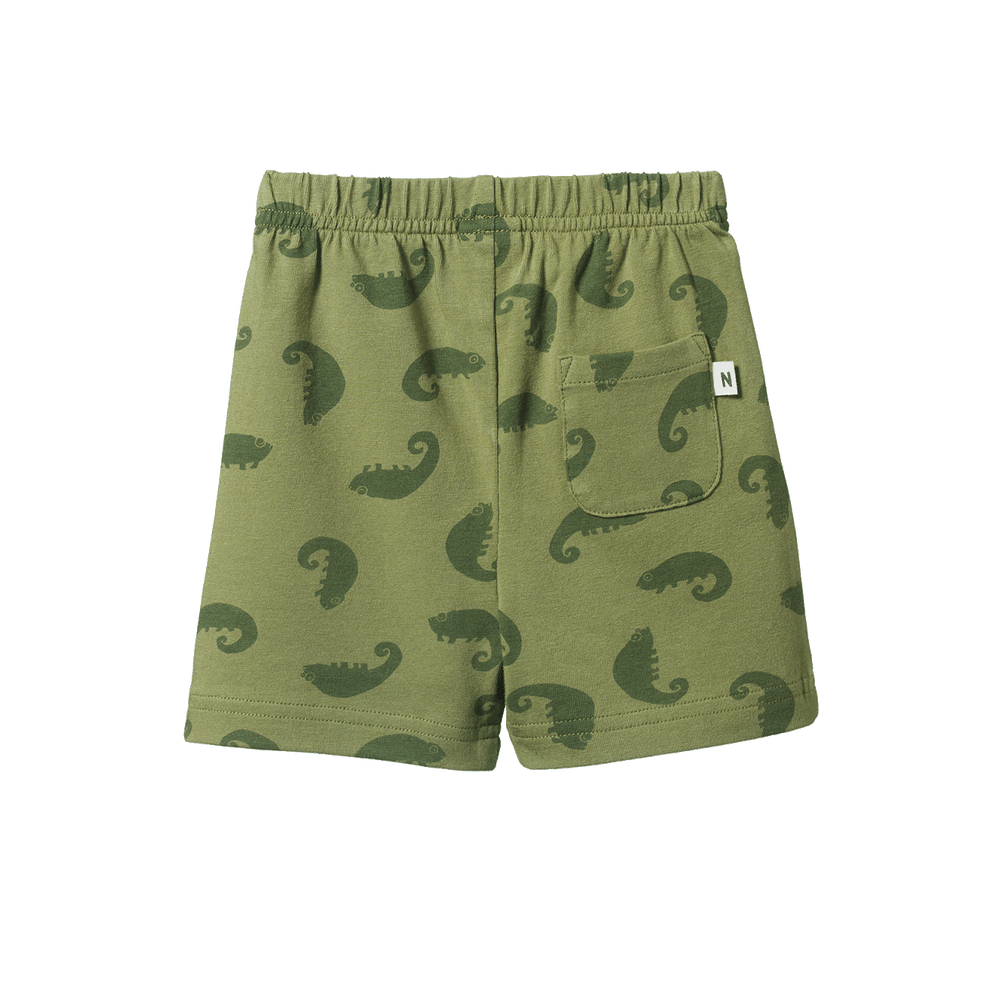 NATURE BABY - JIMMY SHORTS: CHAMELEON PRINT [sz:6-12 MTHS]