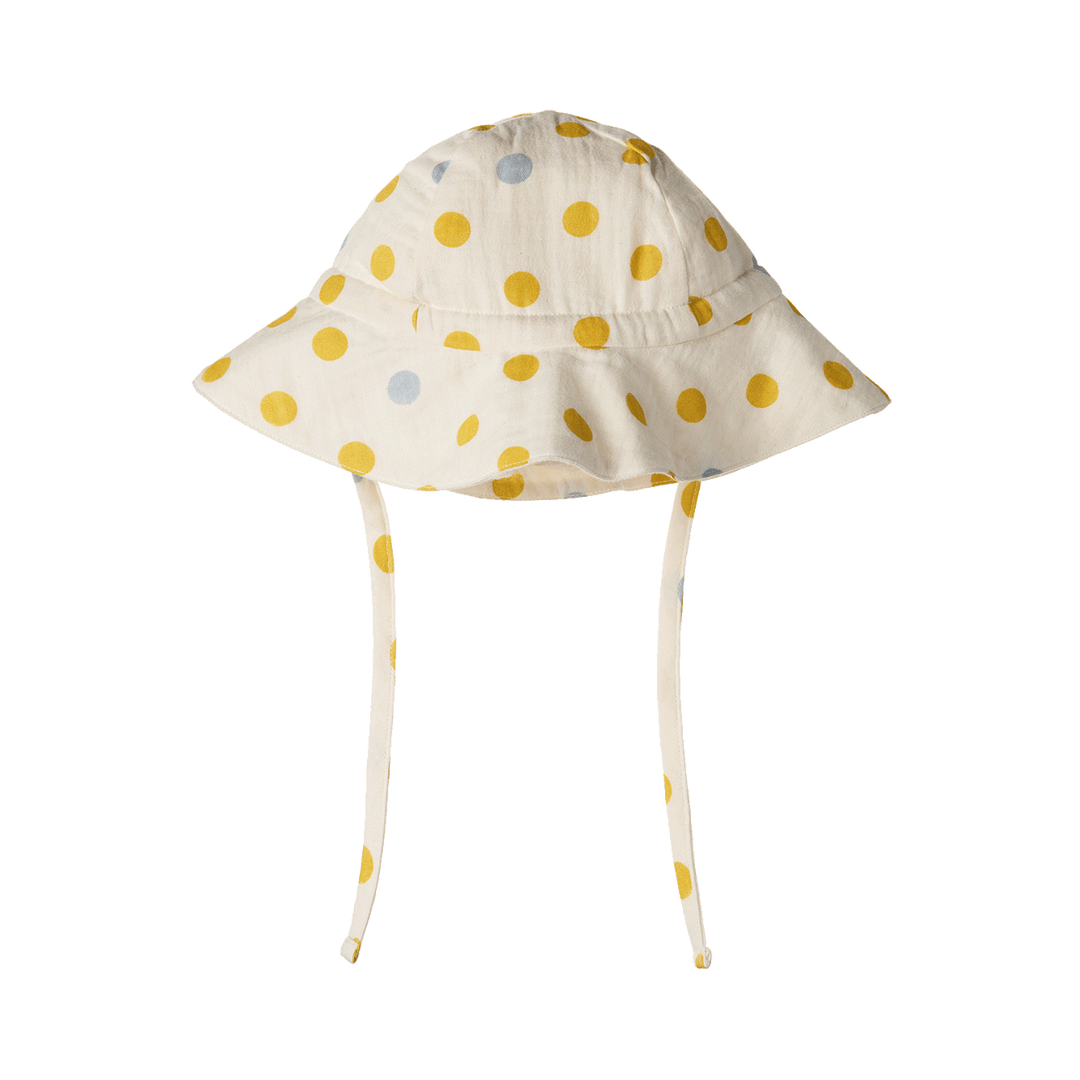 NATURE BABY - CRINKLE MUSLIN SUNHAT: SUMMER POLKA DOT PRINT [sz:S - 0-6 MTHS]