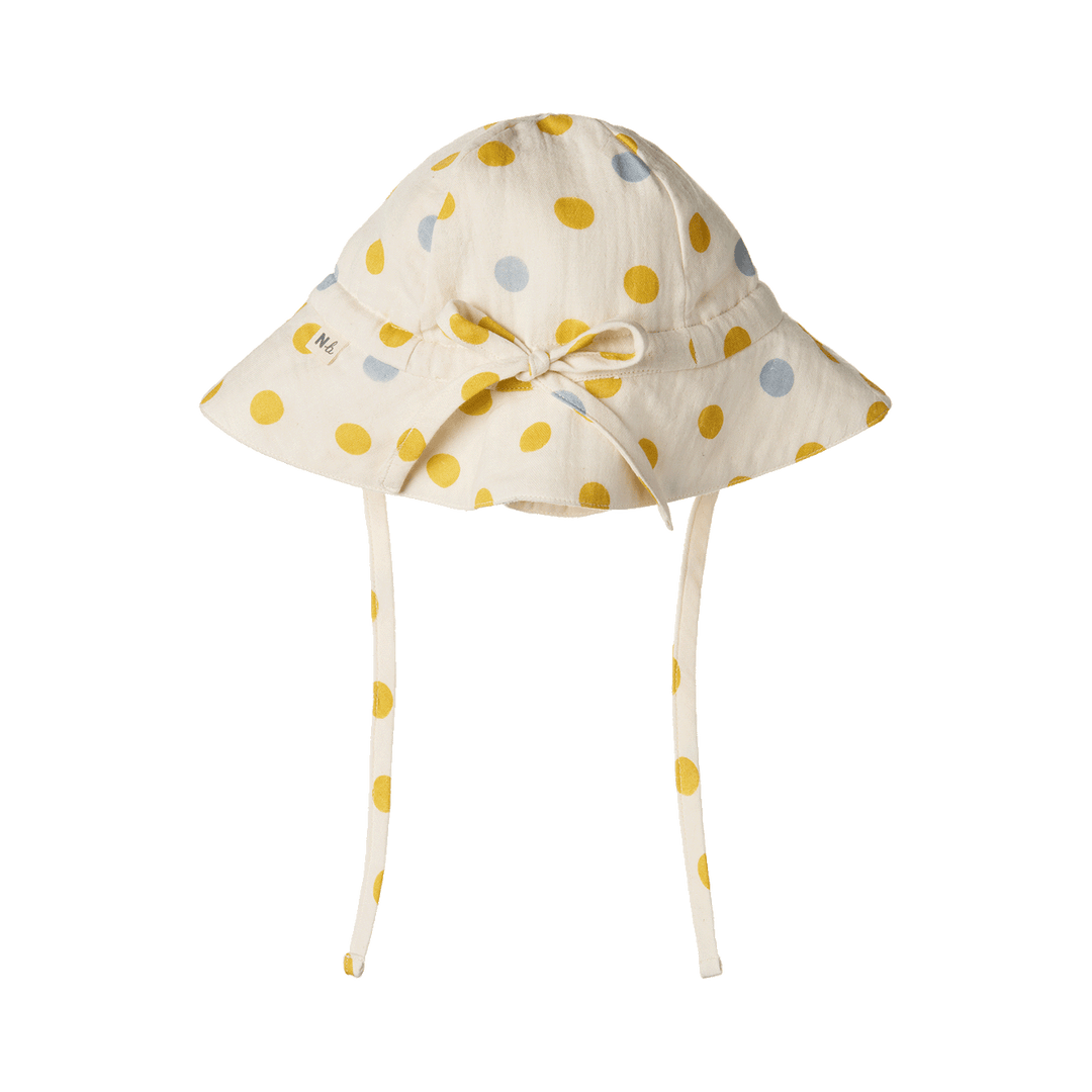 NATURE BABY - CRINKLE MUSLIN SUNHAT: SUMMER POLKA DOT PRINT [sz:S - 0-6 MTHS]