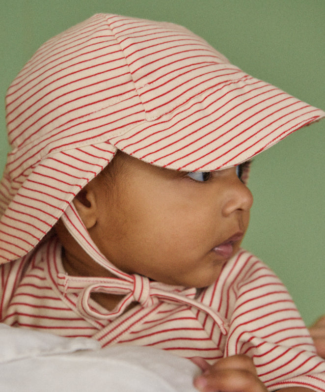 NATURE BABY - DASH SUNHAT: RED PINSTRIPE [sz:XS - NB]