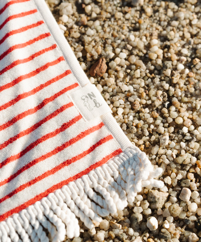 NATURE BABY - BEACH TOWEL: RED SEA STRIPE 