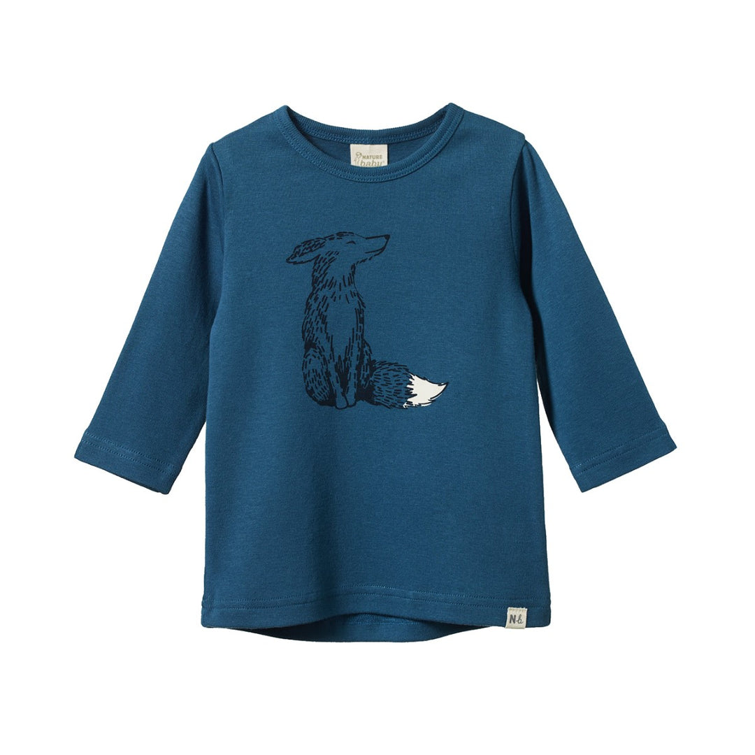 NATURE BABY - RIVER TEE: FOXY TEAL PRINT [sz:6-12 MTHS]