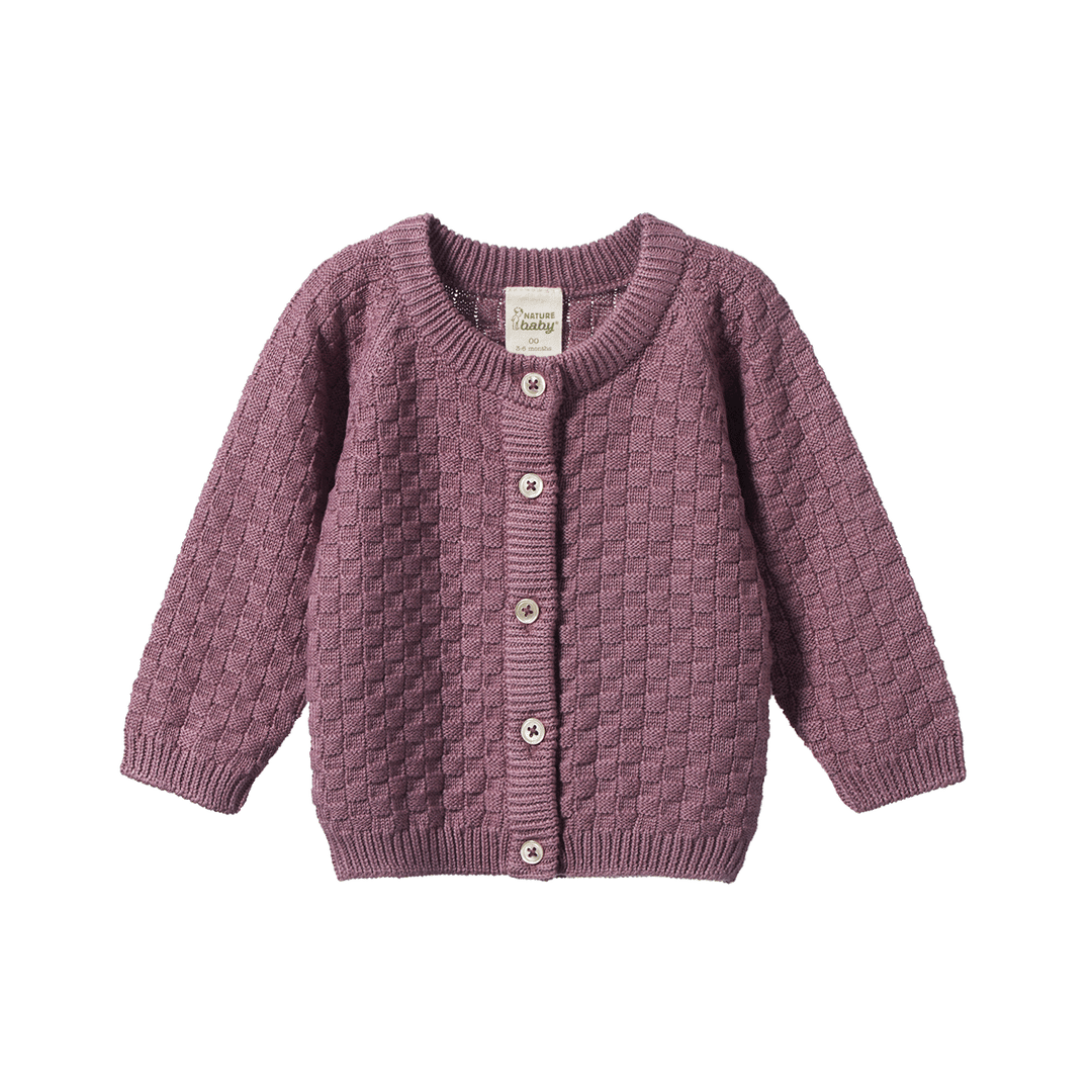 NATURE BABY - PIPER CARDIGAN: TWILIGHT BASKET PRINT [sz:0-3 MTHS]