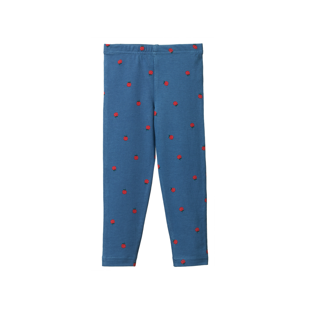 NATURE BABY - LEGGINGS: RASPBERRY BLUE PRINT [sz:0-3 MTHS]