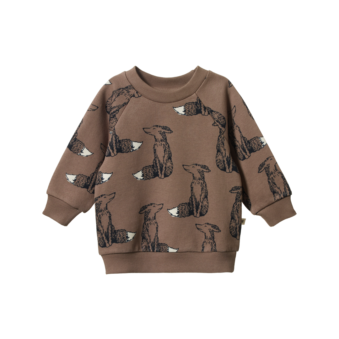 NATURE BABY - EMERSON SWEATER: FOXY CUB PRINT [sz:6-12 MTHS]