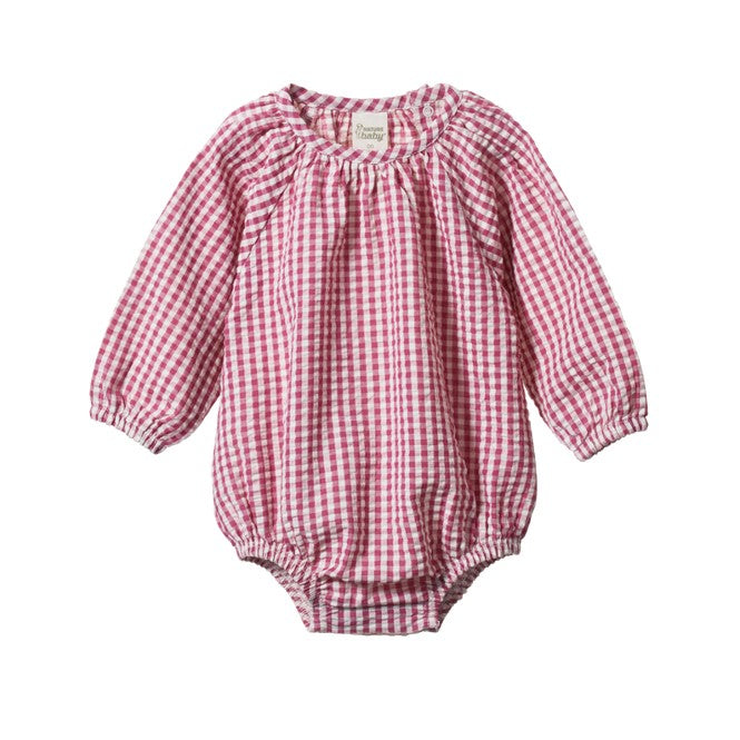 NATURE BABY - MEADOW BODYSUIT: JAM CHECK [sz:0-3 MTHS]