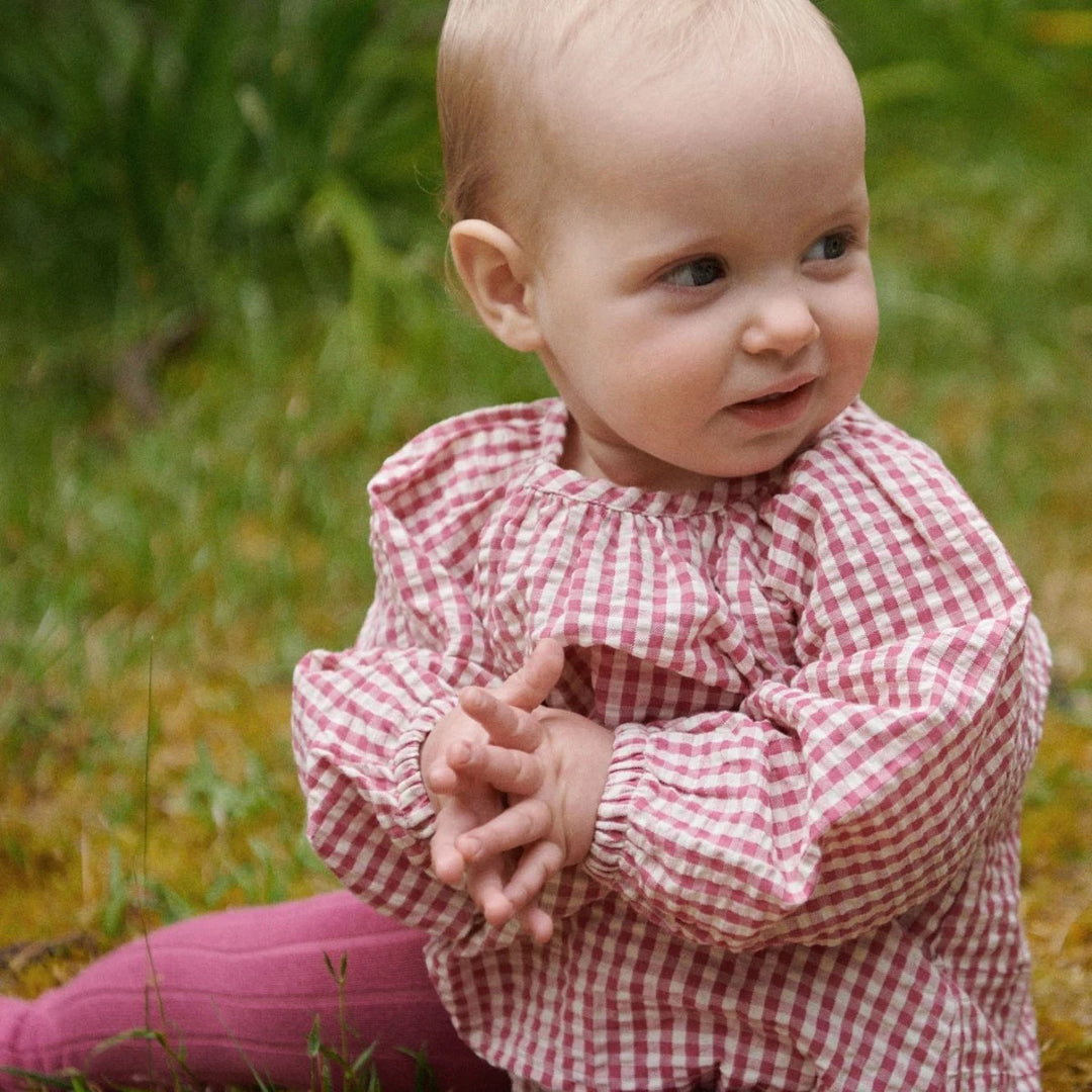 NATURE BABY - MEADOW BODYSUIT: JAM CHECK [sz:0-3 MTHS]