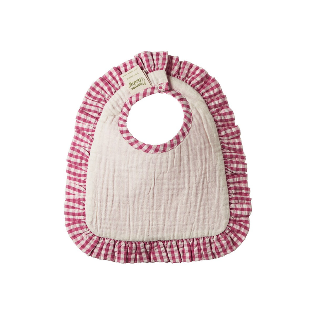 NATURE BABY - HETTY RUFFLE BIB: JAM CHECK [sz:0-6 MTHS]