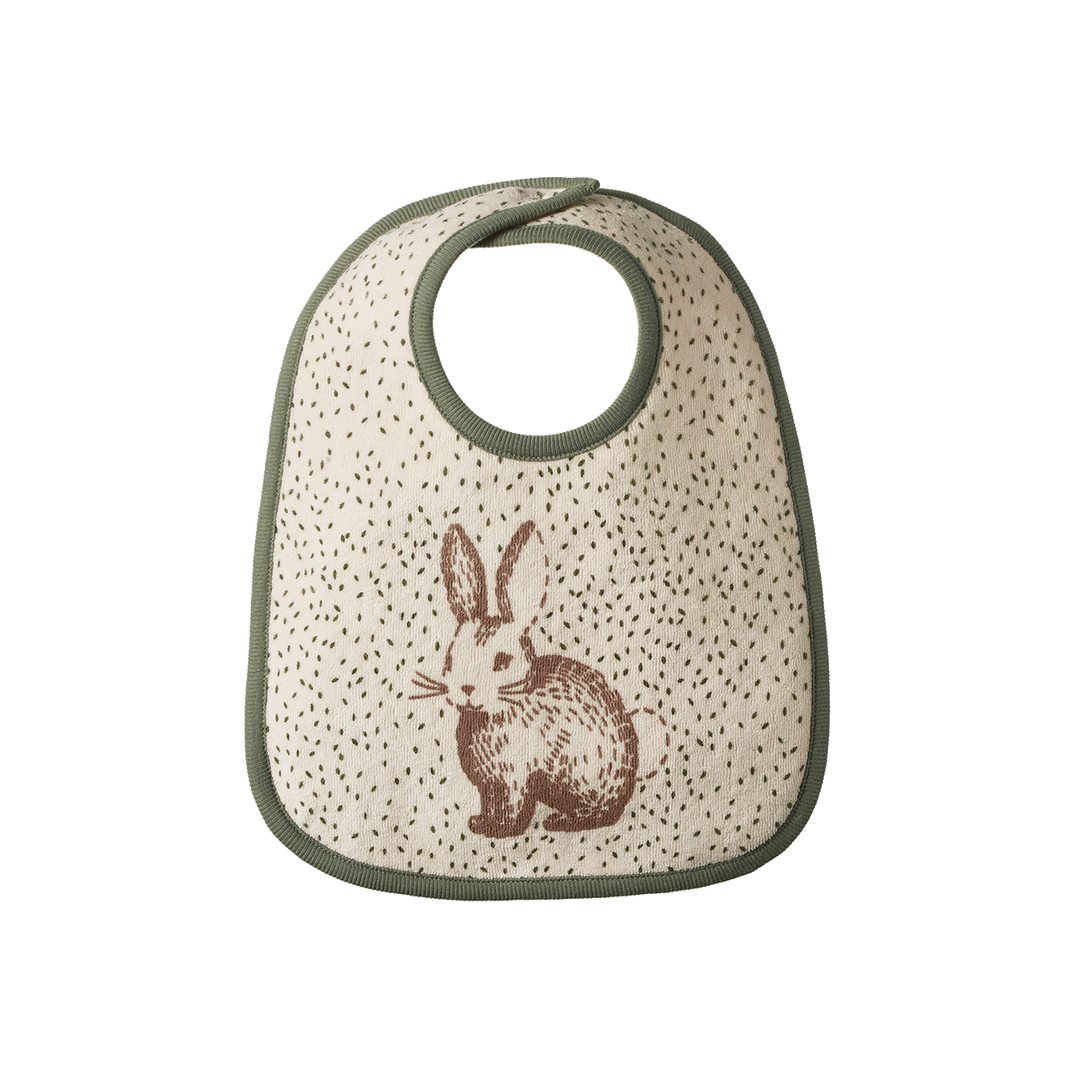 NATURE BABY - REVERSIBLE BIB: RABBITTY PRINT [sz:0-6 MTHS]