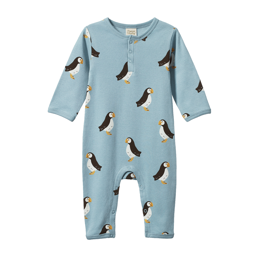 NATURE BABY - HENLEY PYJAMA SUIT: PUFFIN PRINT [sz:0-3 MTHS]