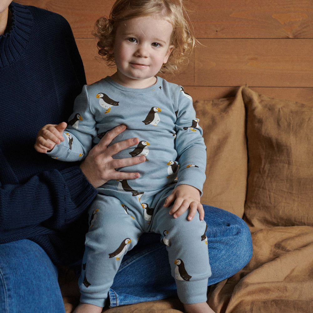 NATURE BABY - HENLEY PYJAMA SUIT: PUFFIN PRINT [sz:0-3 MTHS]