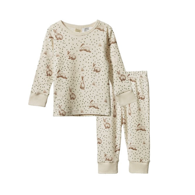 NATURE BABY - 2PC LONG SLEEVE PYJAMAS: RABBITTY PRINT [sz:1 YR]