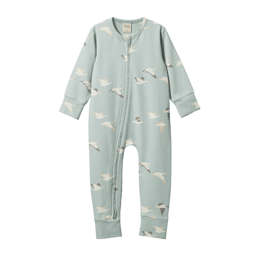 NATURE BABY - DREAMLANDS SUIT: FLYING GEESE PRINT [sz:NB]