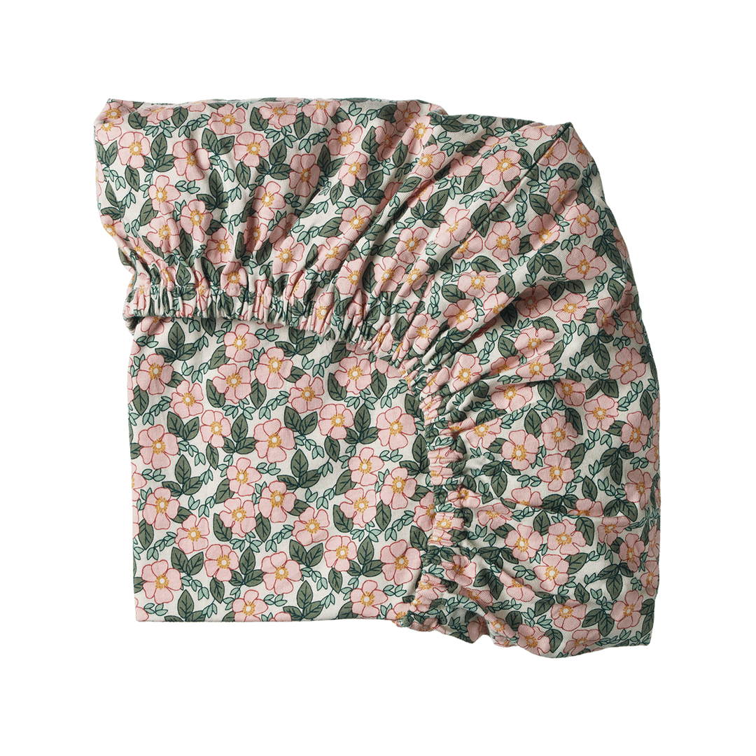 NATURE BABY - BASSINET FITTED SHEET JERSEY: GARLAND PRINT 