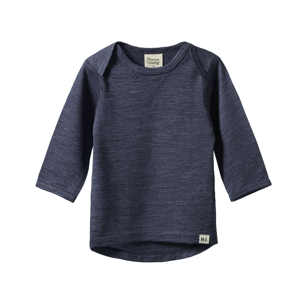 NATURE BABY - MERINO ESSENTIAL TEE: MULBERRY MARL [sz:3-6 MTHS]