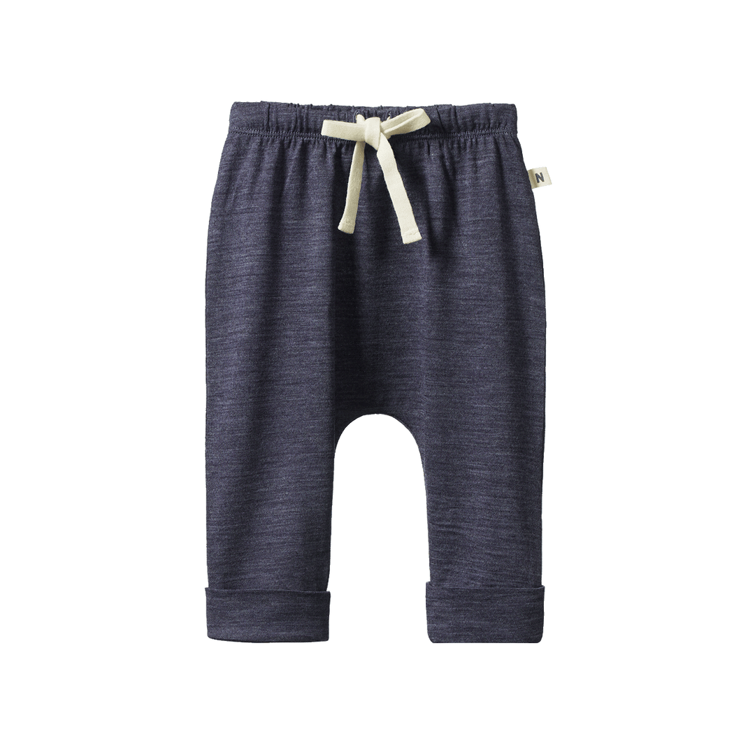 NATURE BABY - MERINO DRAWSTRING PANTS: MULBERRY MARL [sz:0-3 MTHS]