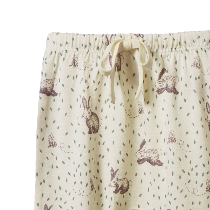 NATURE BABY - MERINO FOOTED ROMPERS: RABBITTY PRINT [sz:0-3 MTHS]