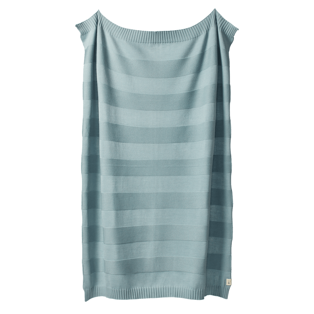 NATURE BABY - MERINO KNIT PEARL BLANKET BASSINET: POWDER BLUE 