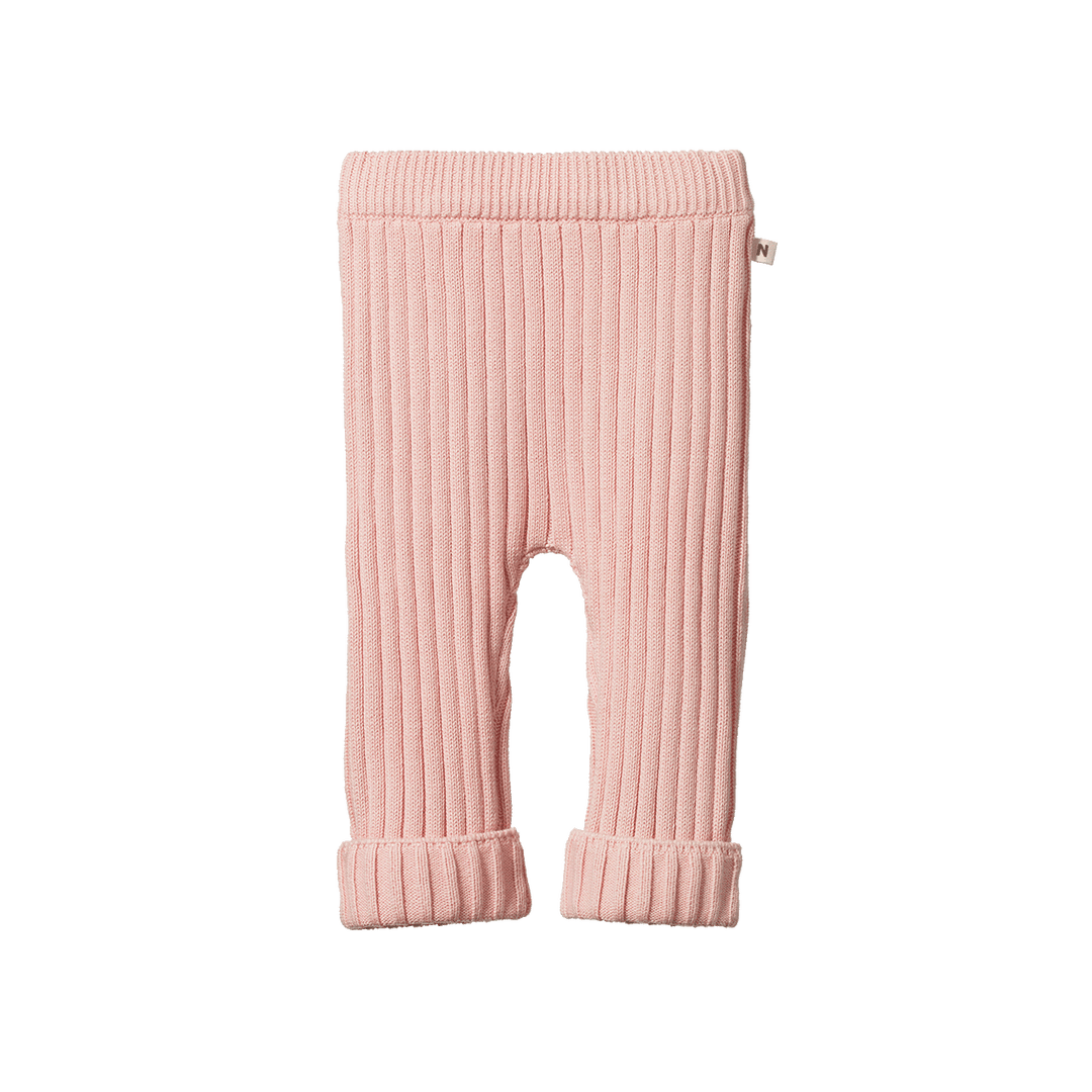 NATURE BABY - LOU PANTS COTTON KNIT: ROSE BUD [sz:0-3 MTHS]