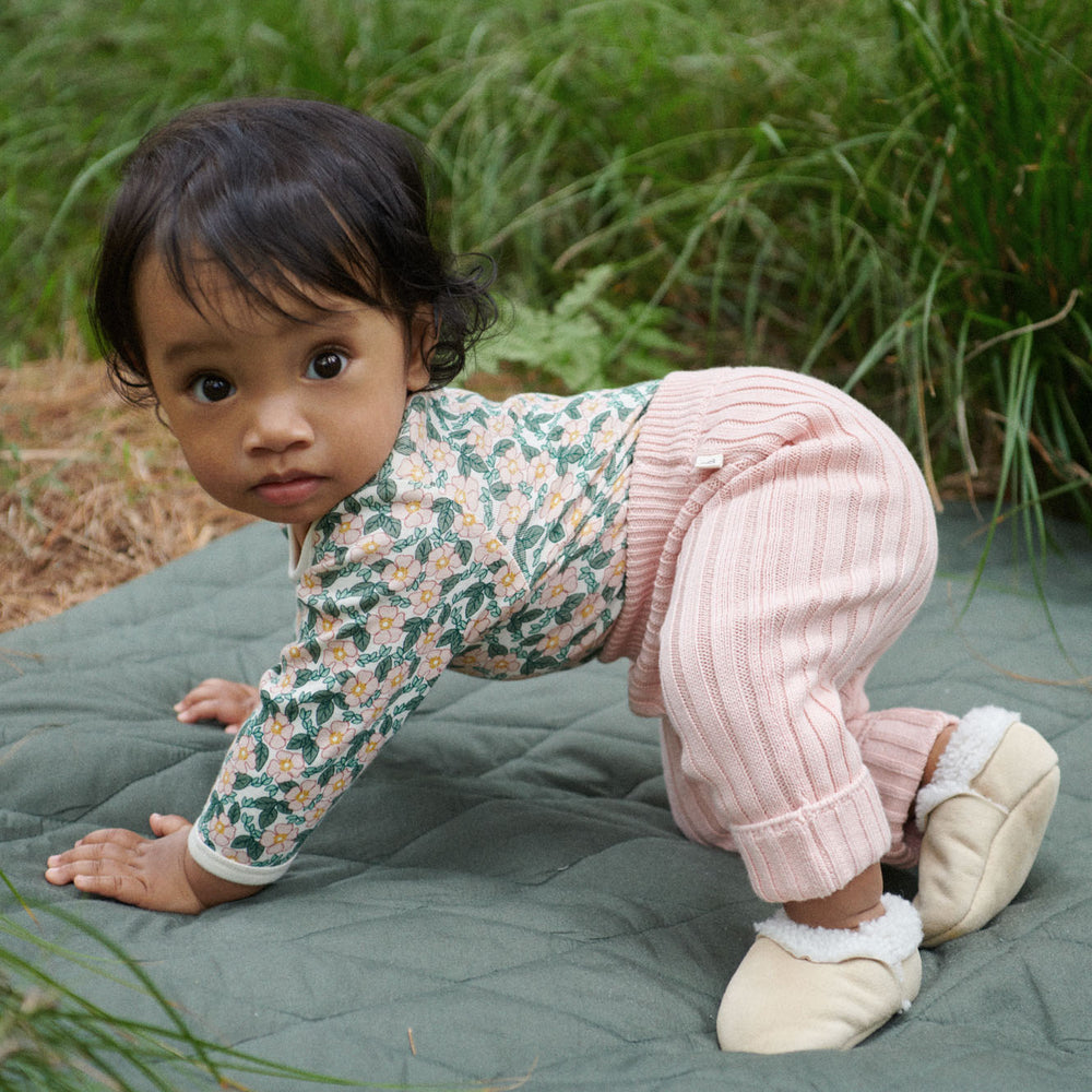 NATURE BABY - LOU PANTS COTTON KNIT: ROSE BUD [sz:0-3 MTHS]