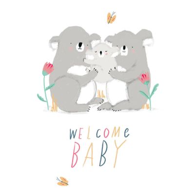 CARD: WELCOME BABY WITH KOALAS 