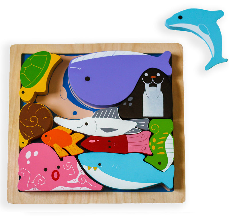 KIDDIE CONNECT - CHUNKY WOODEN PUZZLE: SEA CREATURES 