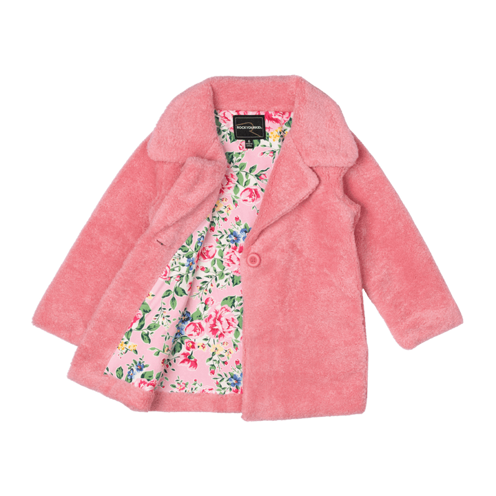 ROCK YOUR BABY - PINK FAUX SHERPA JACKET