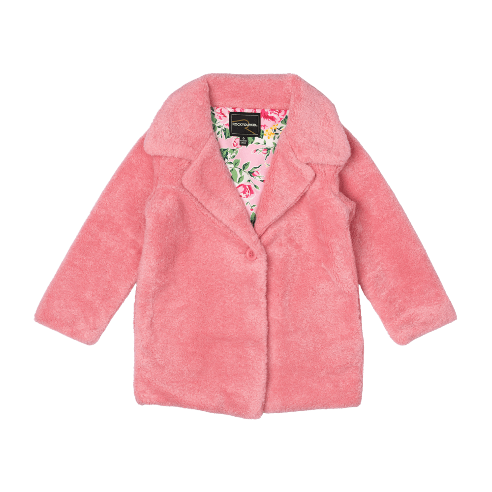 ROCK YOUR BABY - PINK FAUX SHERPA JACKET