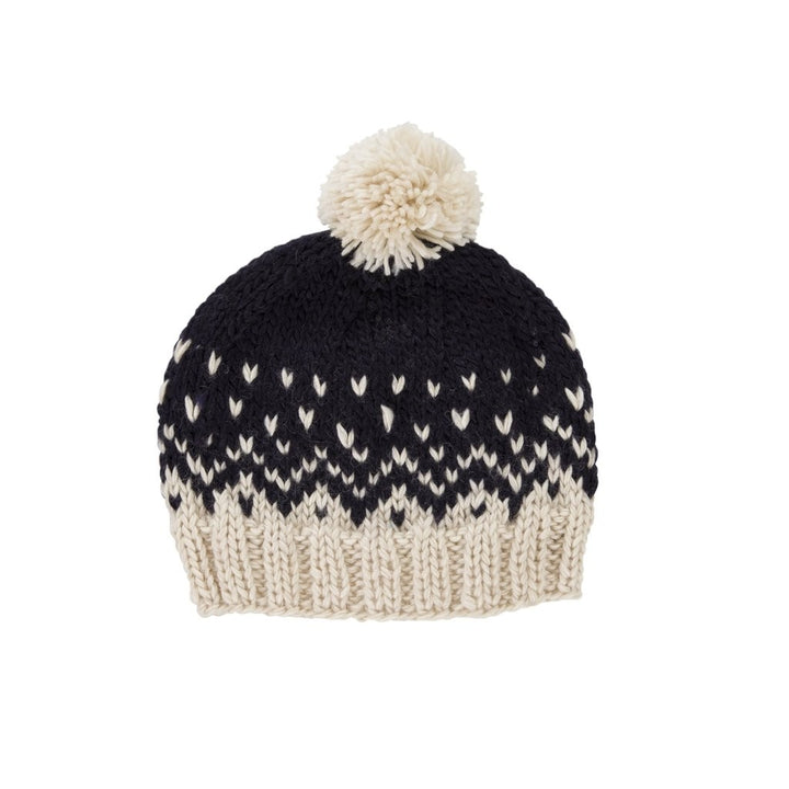 ACORN KIDS - SNOWFLAKE BEANIE: NAVY AND OATMEAL