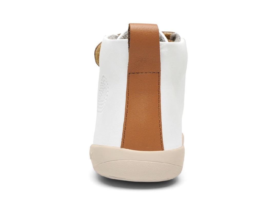 BOBUX - KID + HI COURT BOOT: WHITE + CARAMEL